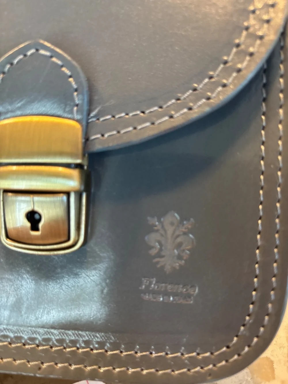 Florence Made In Italy Grey Structured Leather Crossbody Handbag